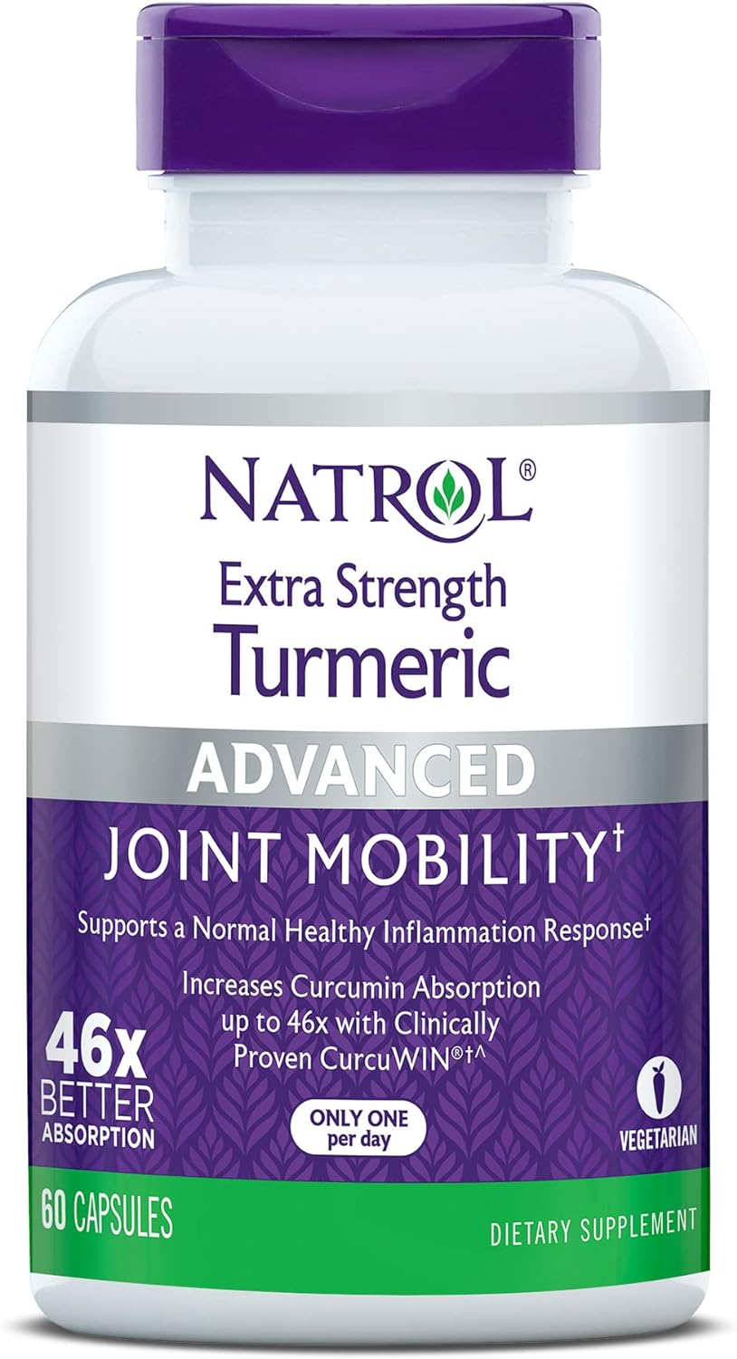 Natrol Extra Strength Turmeric Capsules Supports Cellular, Heart, Joint & Brain Health Care- 60 Count