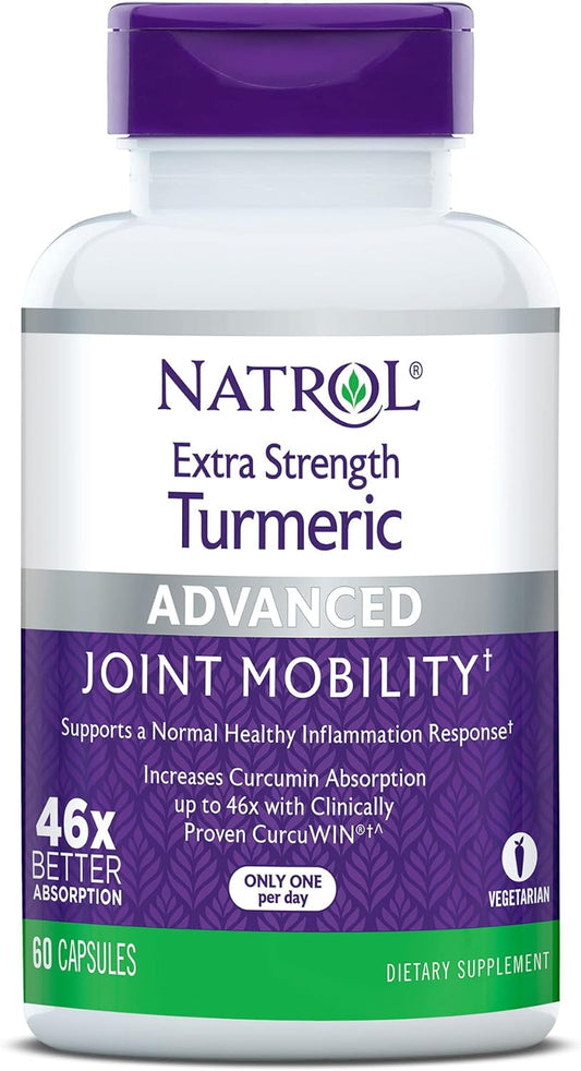 Natrol Extra Strength Turmeric Capsules Supports Cellular, Heart, Joint & Brain Health Care- 60 Count