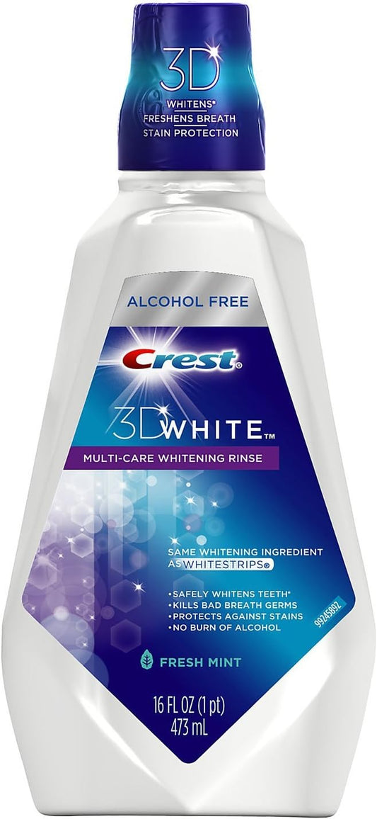 Crest 3D White Glamorous White Alcohol Free Multi-Care Whitening Mouthwash, 16 fl oz
