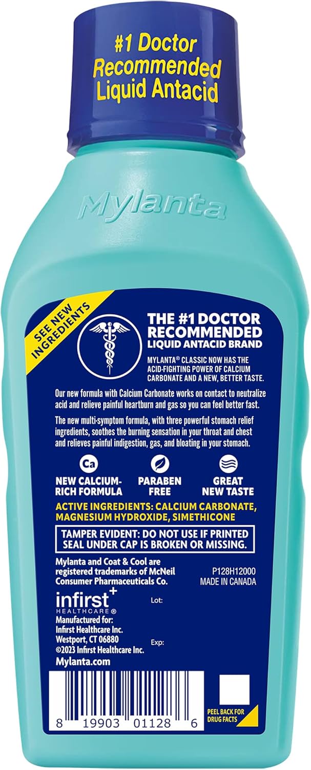 Mylanta Heartburn and Gas Relief, Liquid Antacid, Classic Flavor, 12 Fluid Ounce