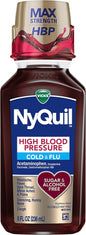 Vicks, NyQuil High Blood Pressure Cold and Flu Relief Liquid Medicine, 8 Fl Oz