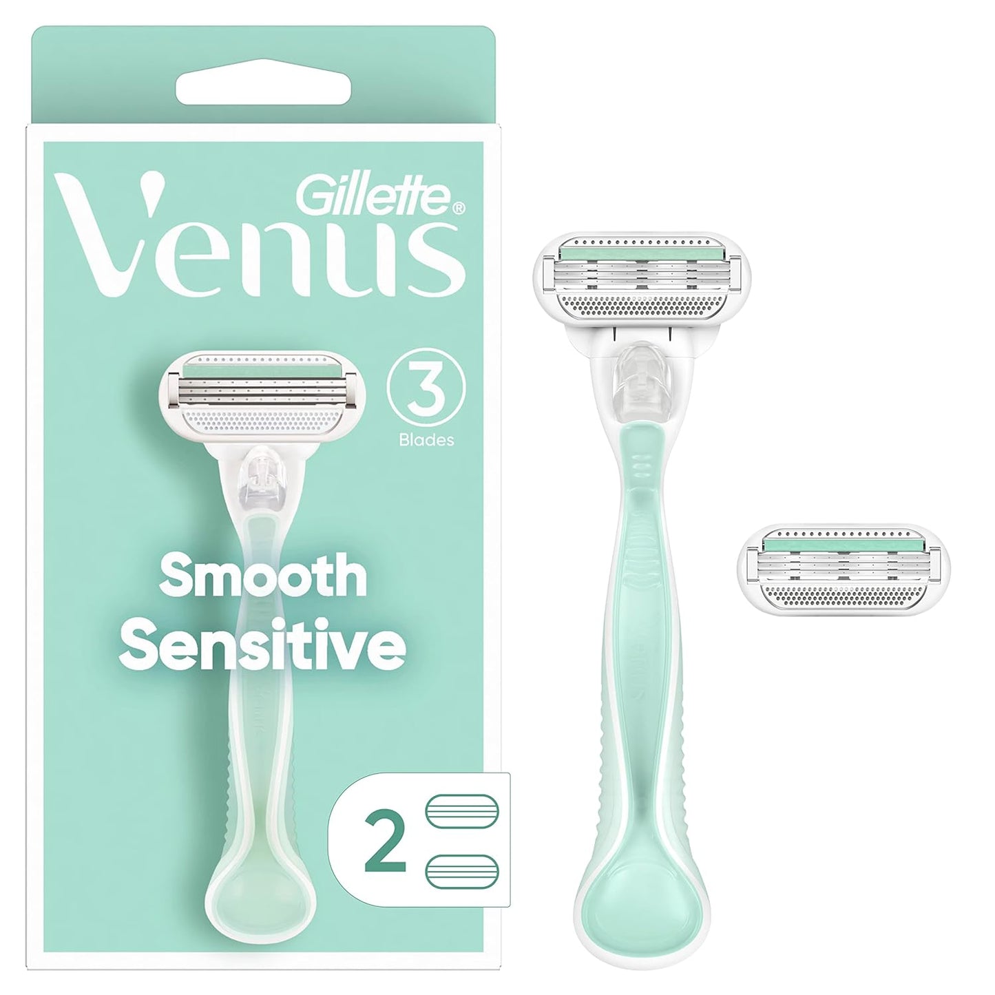 Gillette Venus Smooth Sensitive Women's Razor - 1 Handle + 2 Blade Refills