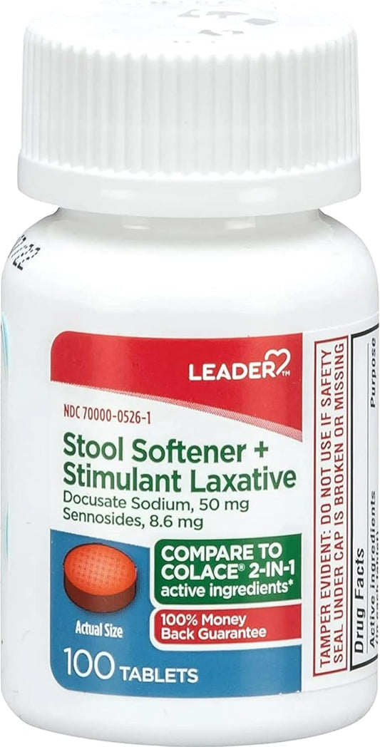 Leader 2-in-1 Stool Softener & Stimulant Laxative - 100 Ct