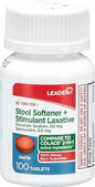 Leader 2-in-1 Stool Softener & Stimulant Laxative - 100 Ct