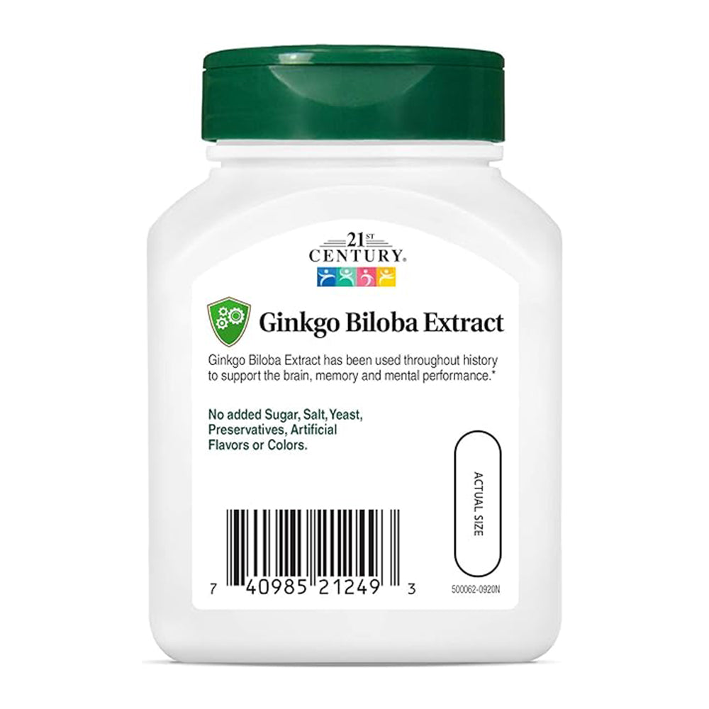 21St Century Ginkgo Biloba Extract Veg-Capsules, 60-Count