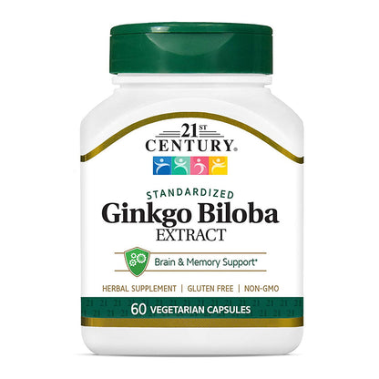 21St Century Ginkgo Biloba Extract Veg-Capsules, 60-Count
