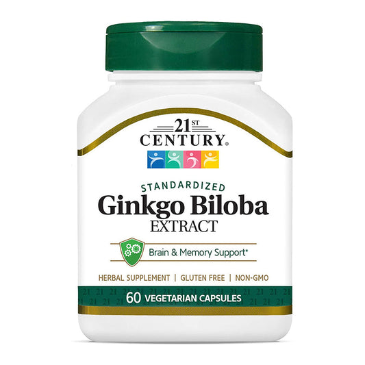21St Century Ginkgo Biloba Extract Veg-Capsules, 60-Count