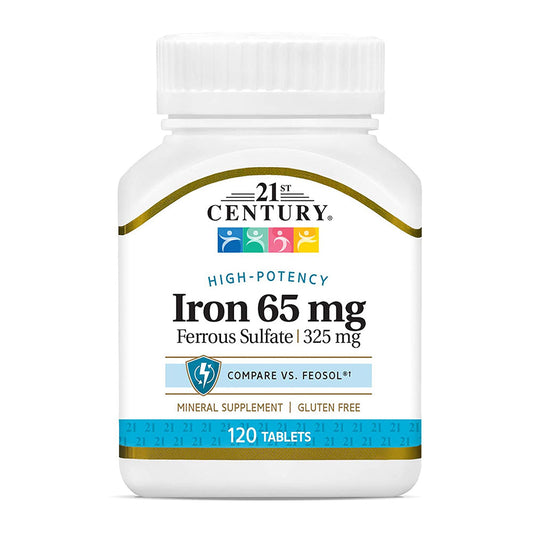 21St Century Iron 65 Mg Ferrous Sulfate Tablets - 120 Ea
