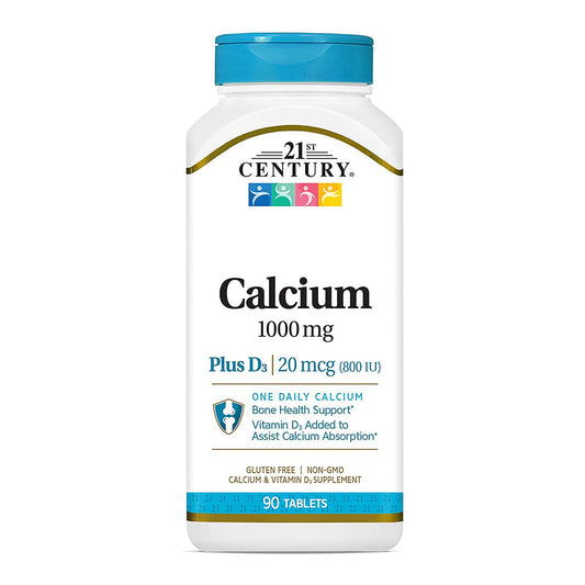 21St Century Calcium Plus D Tablets, 1000 Mg, 90 Count