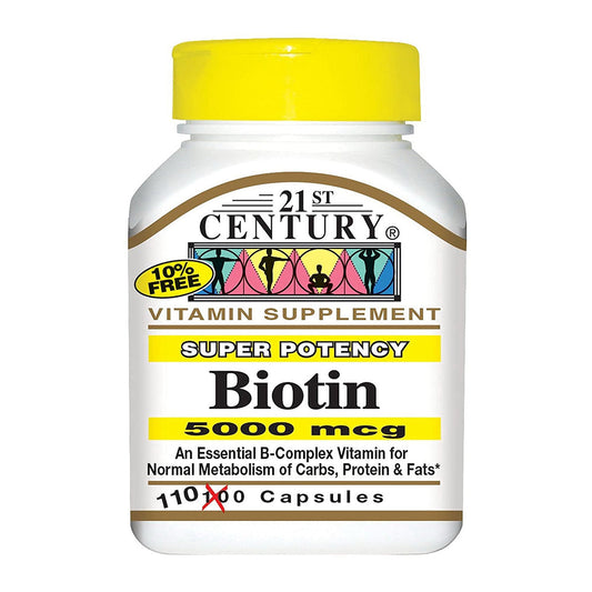 21St Century Biotin 5000 Mcg High-Potency, Capsules - 110 Ea