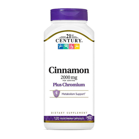 21St Century Cinnamon Plus Chromium Vegetarian Capsules, 120 Count