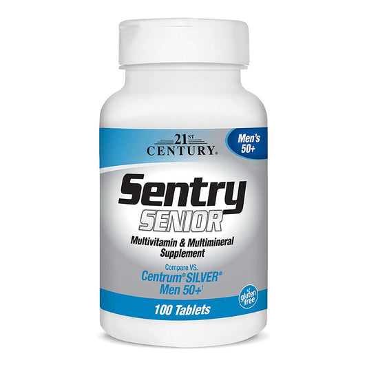 21St Century Sentry Senior Men 50Plus Tablets, White Unscented 100 Count