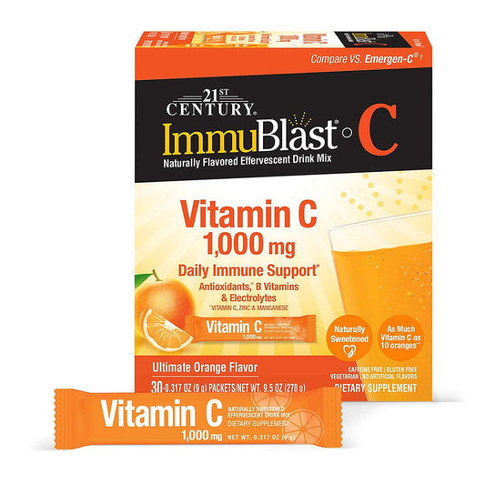 21St Century Immublast C Effervescent Drink Mix Packets, Ultimate Orange - 30 Count