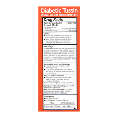 Diabetic Tussin Dm Cough Suppressant/Expectorant 4 Oz