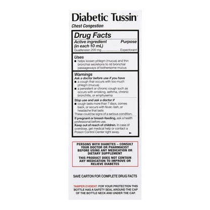 Diabetic Tussin??????? Chest Congestion Relief 4 Fl. Oz. Box