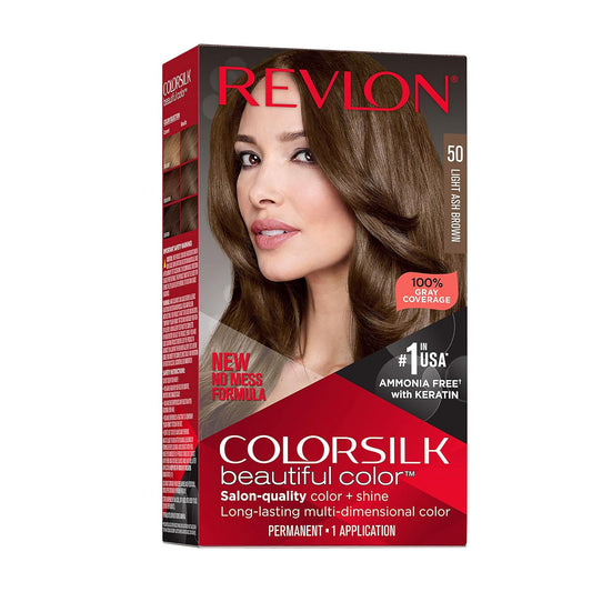 Revlon Colorsilk Beautiful Color Permanent Hair Color, Light Ash Brown - 4.4 Fl Oz