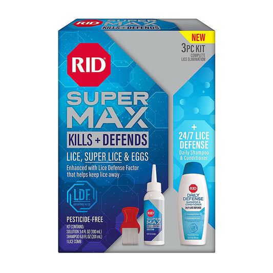 Rid Super Max Lice Treatment Kit, Kills Lice & Super Lice & Eggs Shampoo & Conditioner - 1 Kit