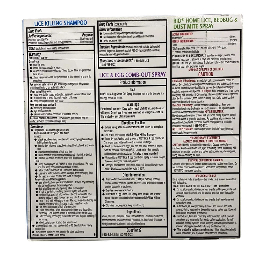 Rid Lice Treatment Complete Kit Includes Fluid Ounces Lice Killing Shampoo 2 Fluid Ounces
