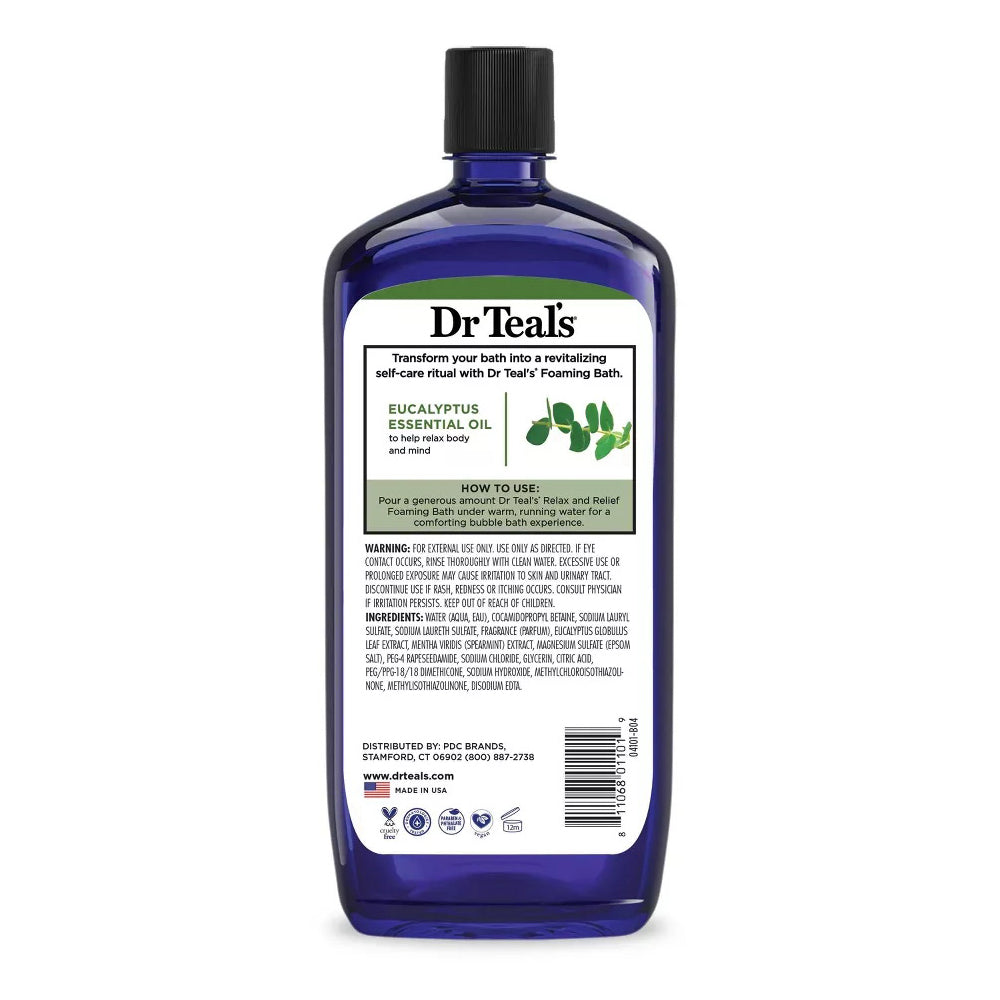 Dr Teal'S Pure Epsom Salt Foaming Bath, Relax & Relief With Eucalyptus & Spearmint 34 Oz