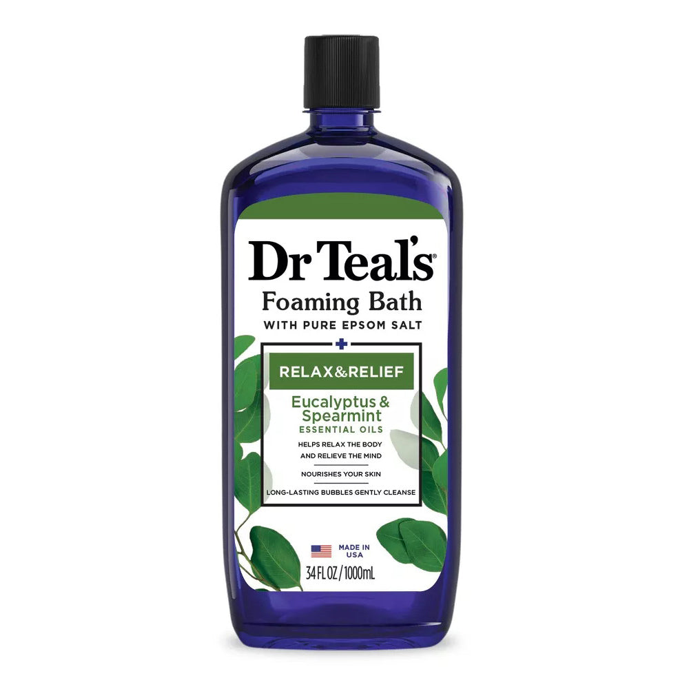 Dr Teal'S Pure Epsom Salt Foaming Bath, Relax & Relief With Eucalyptus & Spearmint 34 Oz