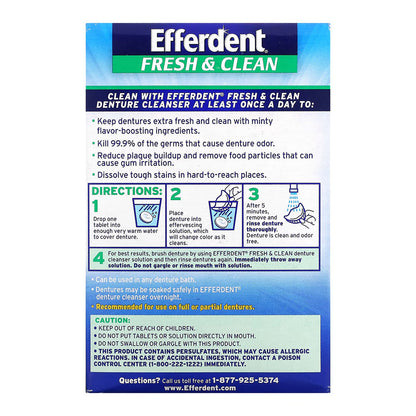 Efferdent Plus Denture Cleanser Tablets Minty Fresh Burst Listerine