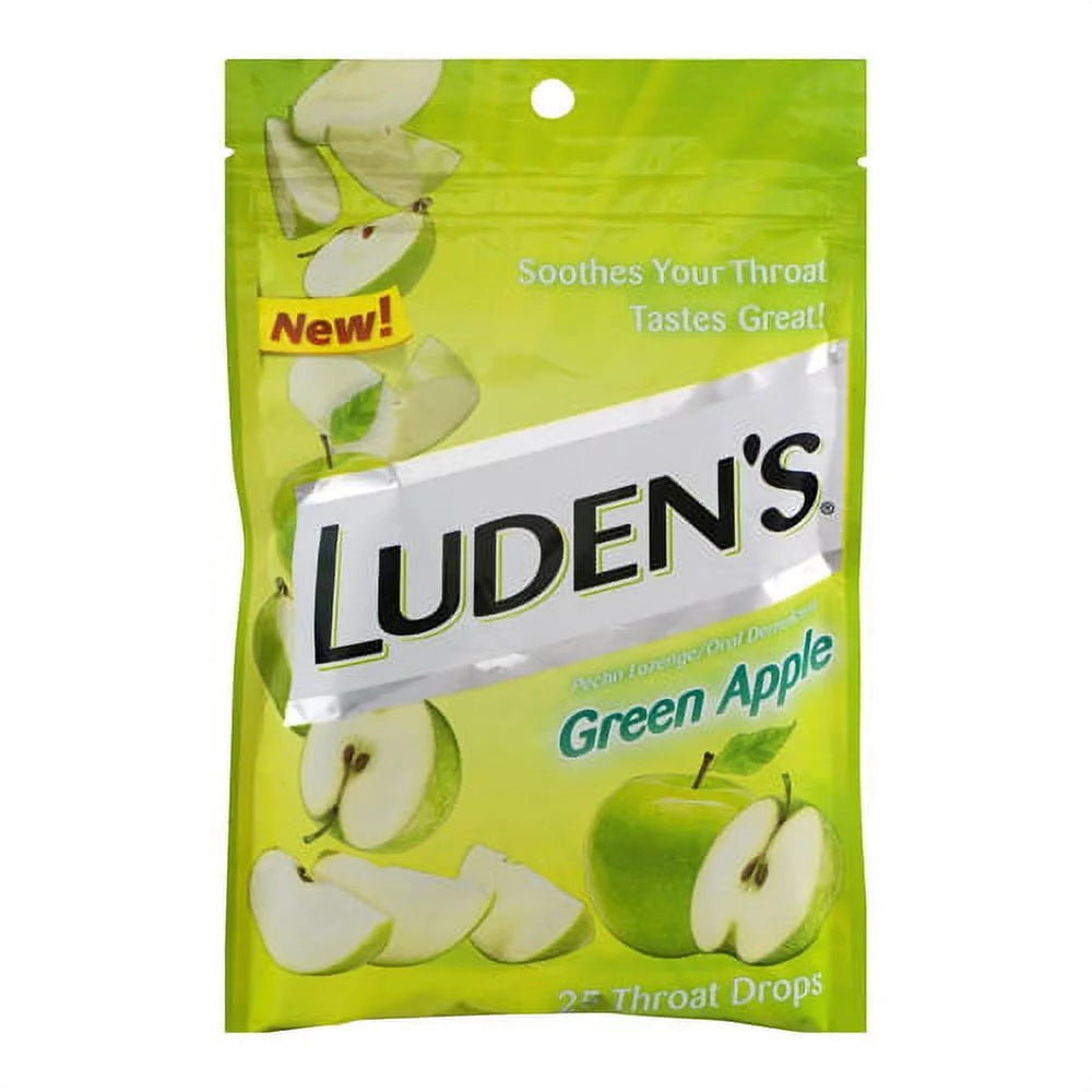 Ludens Great Tasting Throat Drops, Green Apple - 25 Ea