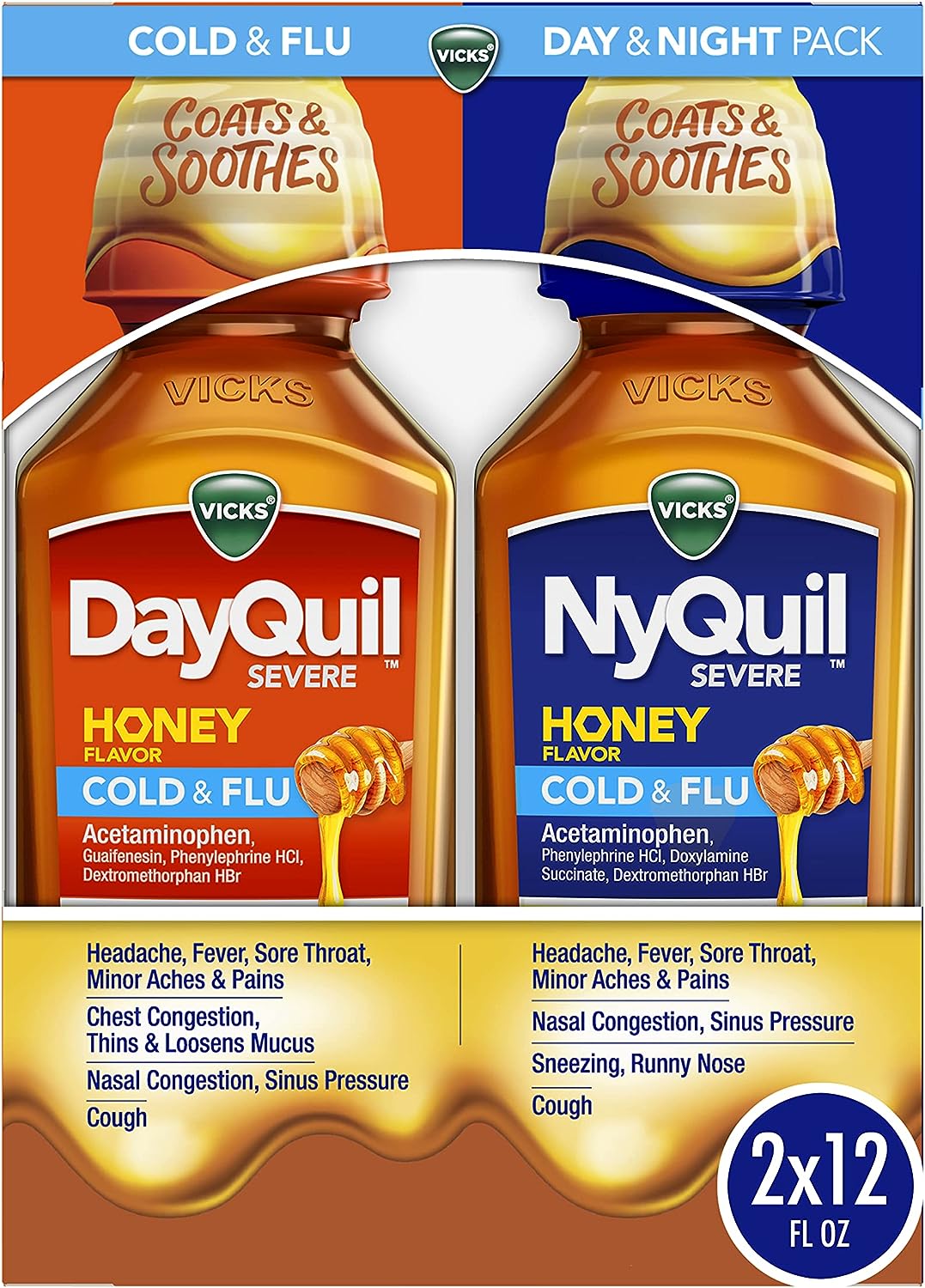 Vicks Dayquil & Nyquil Severe Combo Pack - 2 X 12 Oz