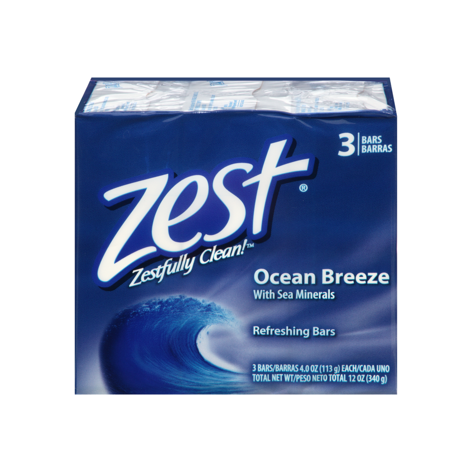 Zest Refreshing Bar Soap, Ocean Breeze With Sea Minerals 4 Oz, 3 Ea