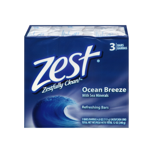 Zest Refreshing Bar Soap, Ocean Breeze With Sea Minerals 4 Oz, 3 Ea