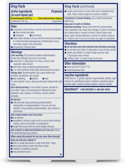 Mucinex Cold & Flu High Blood Pressure Liquid Gels, 16 ct.