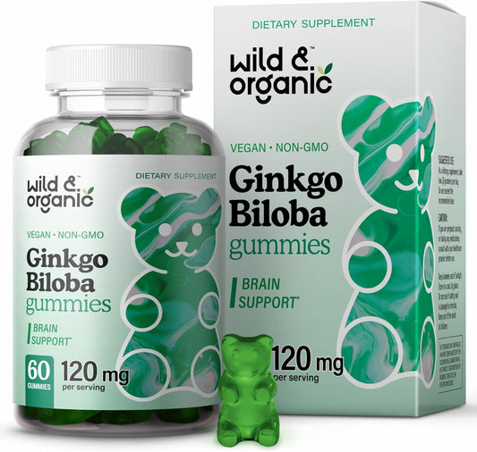 Charmin Wild & Organic Ginkgo Biloba Gummies - Brain Supplement & Mental Support Gummy - 60 Ct