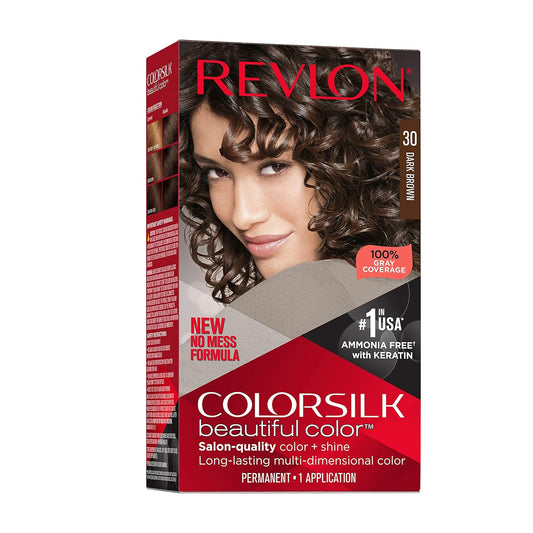 Revlon Colorsilk Beautiful Color Permanent Hair Color, Dark Brown - 4.4 Fl Oz