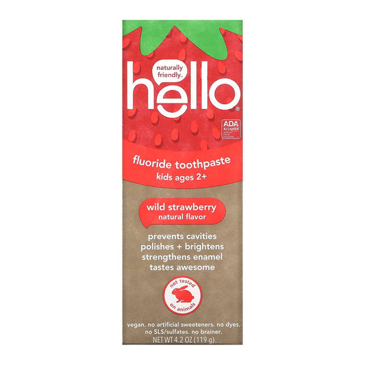 Hello, Kids, Fluoride Toothpaste, Ages 2+, Wild Strawberry, 4.2 Oz