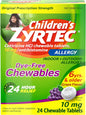 Zyrtec Children's Dye-Free Chewables for 24 Hour Allergy Relief, 10 mg 24 ct