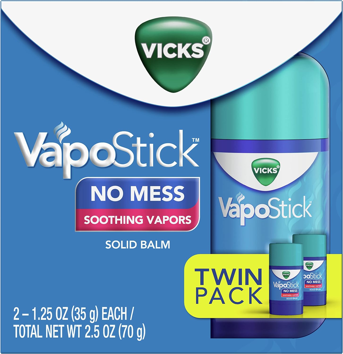 Vicks Vapo Stick, Solid Balm, No Mess, Soothing Non-Medicated Vicks Vapors,