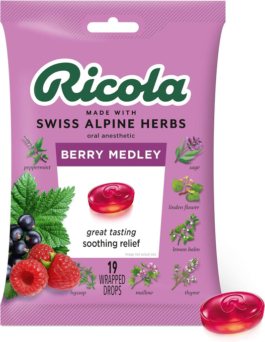 Ricola Herbs Berry Medley Cough Suppressant Throat 19 Drops