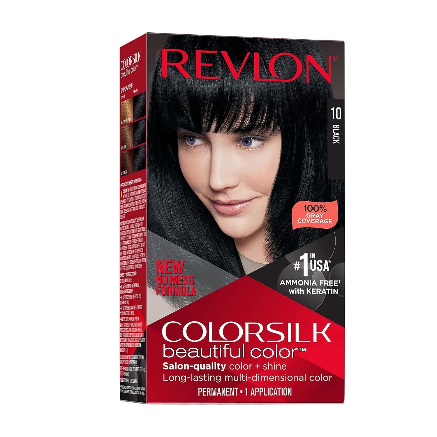 Revlon Colorsilk Beautiful Color Permanent Hair Color, Black - 4.4 Fl Oz