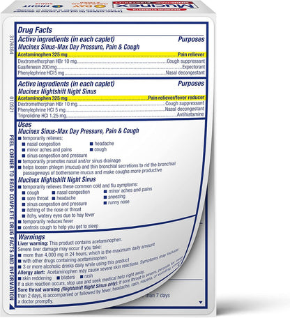 Mucinex Maximum Strength Sinus-Max (Day) Pressure, Pain & Cough & Nightshift (Night) Sinus 20 Caplets