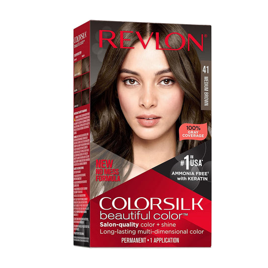 Revlon Colorsilk Beautiful Color Permanent Hair Color, Medium Brown - 4.4 Fl Oz