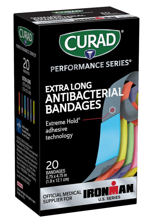 Curad Performance Series Ironman Extra Long Antibacterial Bandage, 20Ct