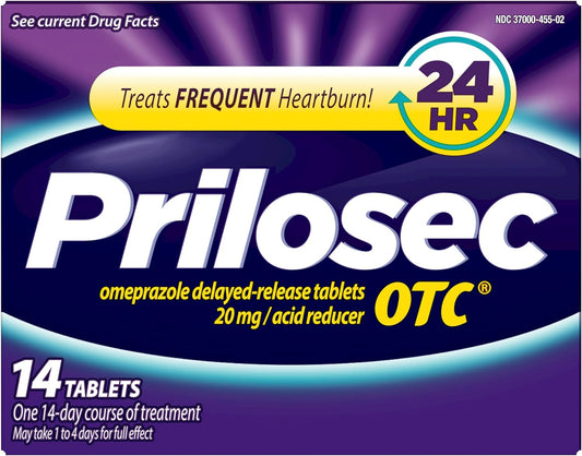 Prilosec OTC, Omeprazole Delayed Release 20mg, Acid Reducer, 14 Tablets