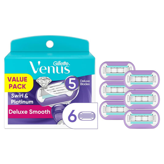 Gillette Venus Deluxe Smooth Swirl Womens Razor Blade Refills, 6 Count