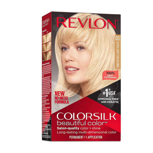 Revlon Colorsilk Beautiful Color Permanent Hair Color, Ultra Light Sun Blonde - 4.4 Fl Oz
