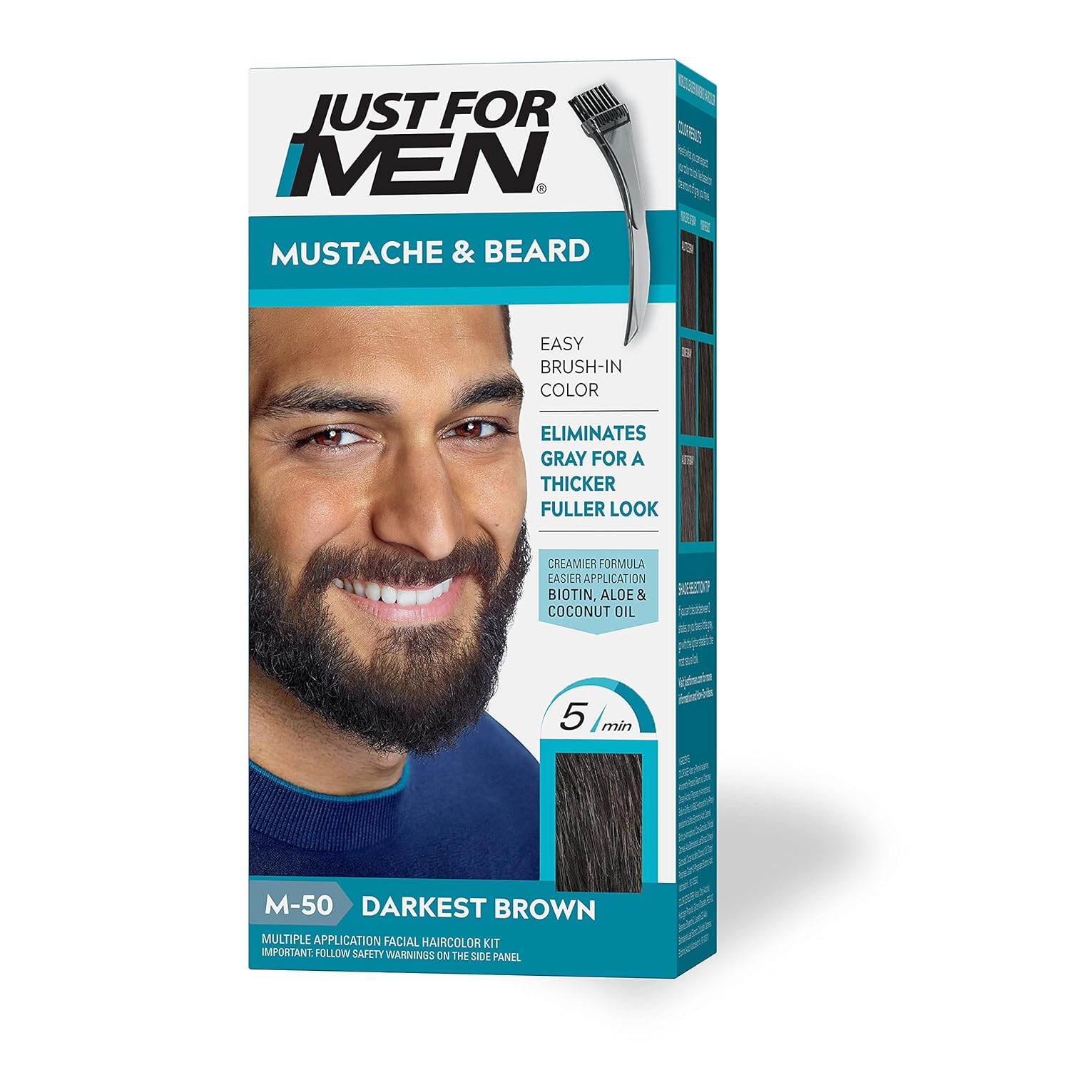 Just For Men Brush-In Color Gel For Mustache, Darkest Brown