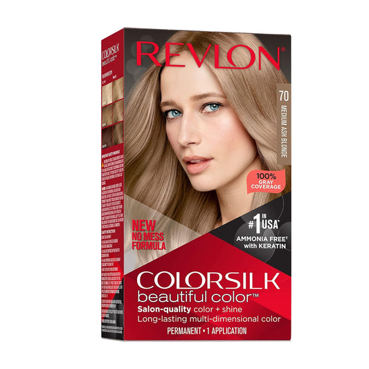 Revlon Colorsilk Beautiful Color Permanent Hair Color, Medium Ash Blonde - 4.4 Fl Oz