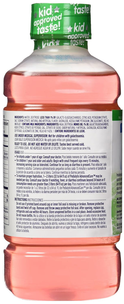 Pedialyte AdvancedCare Electrolyte Solution, Quickly Replaces Fluids, Strawberry Lemonade 1 Liter