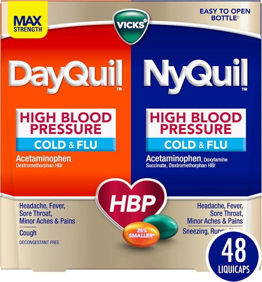 VICKS DayQuil & NyQuil High Blood Pressure Cold & Flu Relief Liquicap 48ct