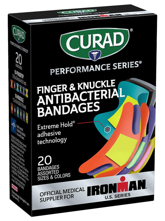 Curad Performance Series Ironman Fingertip And Knuckle Antibacterial Bandages, 20 Ct