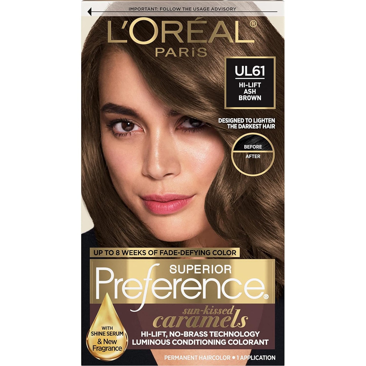 L'Oreal Paris Superior Preference Fade-Defying + Shine Permanent Hair Color, UL61 Ultra Light Ash Brown