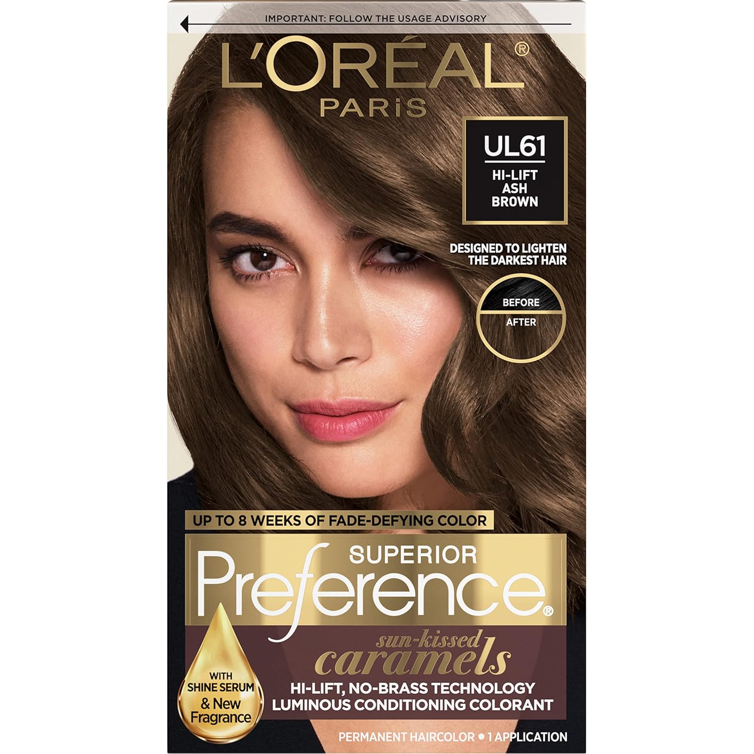 L'Oreal Paris Superior Preference Fade-Defying + Shine Permanent Hair Color, UL61 Ultra Light Ash Brown